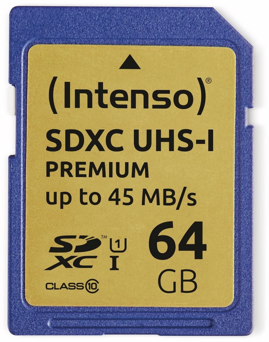 Image of INTENSO SDXC Card 3421490, 64 GB, Class 10, UHS-I