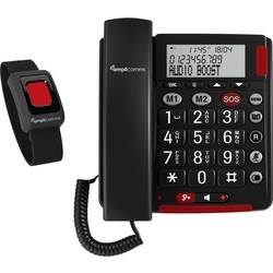 Image of Amplicomms BigTel 50 Alarm Plus Schnurgebundenes Seniorentelefon für Hörgeräte kompatibel, inkl. Notrufsender, Wahlwiederholung LED-Display Schwarz