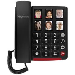 Image of Amplicomms BigTel 40 Schnurgebundenes Seniorentelefon Foto-Tasten, für Hörgeräte kompatibel, Wahlwiederholung LED-Display Schwarz