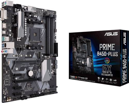 Image of Asus Prime B450-Plus Mainboard Sockel (PC) AMD AM4 Formfaktor (Details) ATX Mainboard-Chipsatz AMD®