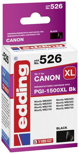 Image of Edding Druckerpatrone ersetzt Canon PGI-1500BK XL Kompatibel Schwarz EDD-526 18-526