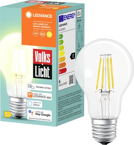 Image of LEDVANCE SMART+ EEK: E (A - G) AC32941 - SMART+ BT FILAMENT CLASSIC DIMMABLE CLA60 E27 6W Warmweiß