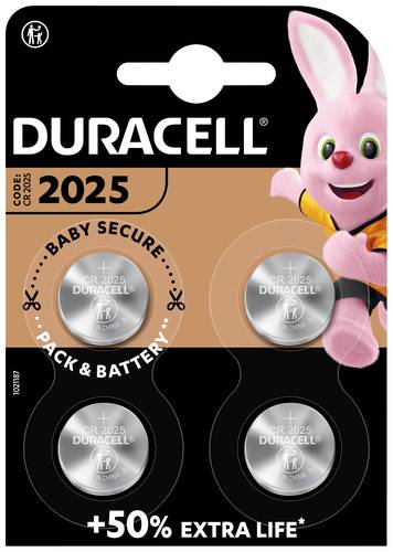 Image of Duracell Knopfzelle CR 2025 3V 4 St. 165 mAh Lithium Elektro 2025