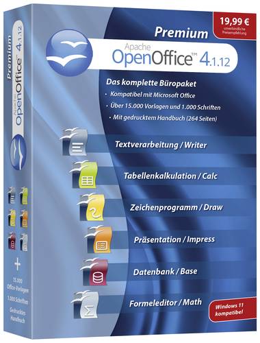 Image of Apache OpenOffice 4.1.12 Premium Vollversion, 1 Lizenz Windows Office-Paket
