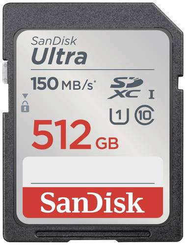 Image of SanDisk SDXC Ultra 512GB (Class 10/UHS-I/150MB/s) SDXC-Karte 512GB UHS-Class 1 Wasserdicht, stoßsic