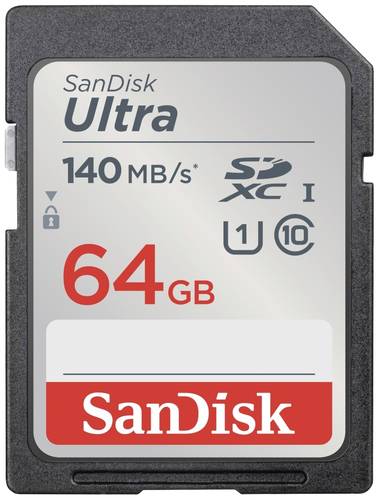 Image of SanDisk SDXC Ultra 64GB (Class 10/UHS-I/140MB/s) SDHC-Karte 64GB UHS-Class 1 Wasserdicht, stoßsicher