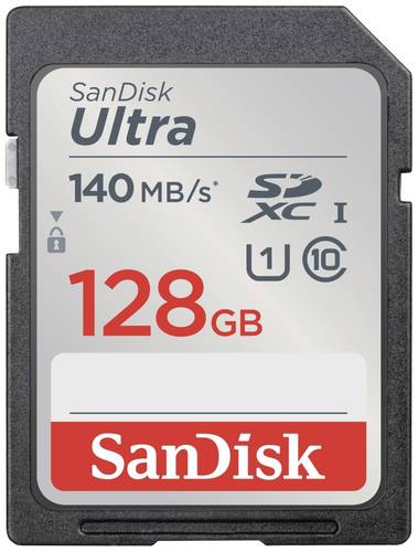 Image of SanDisk SDXC Ultra 128GB (Class 10/UHS-I/140MB/s) SDHC-Karte 128GB UHS-Class 1 Wasserdicht, stoßsic