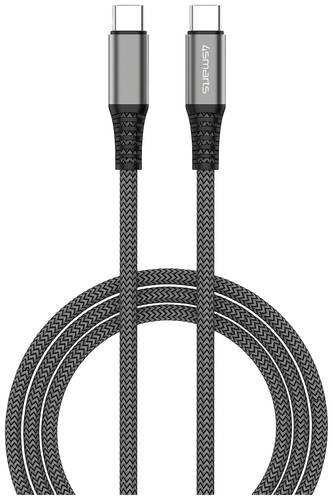 Image of 4Smarts PremiumCord 100W Handy, Notebook Kabel [1x USB-C® - 1x USB-C®] 1.5m Schwarz, Grau