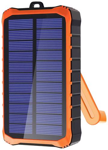 Image of 4Smarts Prepper Solar Powerbank 12000 mAh Li-Ion Schwarz, Orange LED Taschenlampe, Outdoor