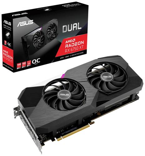 Image of Asus Grafikkarte AMD Radeon RX 6750 XT Dual Overclocked 12GB GDDR6-RAM PCIe HDMI®, DisplayPort