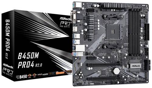 Image of ASRock B450M Pro4 R2.0 Mainboard Sockel (PC) AMD AM4 Formfaktor (Details) Micro-ATX Mainboard-Chipsa