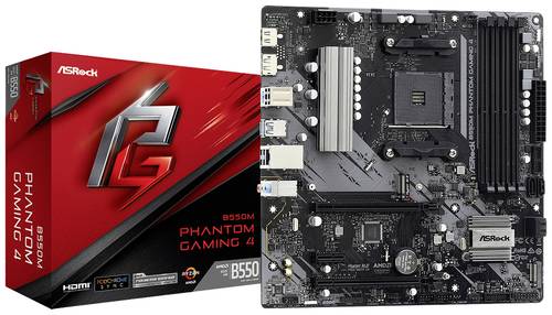 Image of ASRock B550M Phantom Gaming 4 Mainboard Sockel (PC) AMD AM4 Formfaktor (Details) Micro-ATX Mainboard