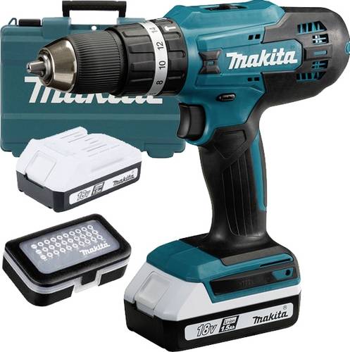 Image of Makita HP488D011 Akku-Schlagbohrschrauber 18V 1.5Ah Li-Ion inkl. 2. Akku, inkl. Ladegerät, inkl. Ko