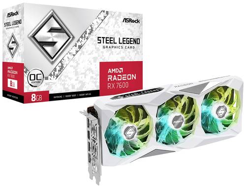 Image of ASRock Grafikkarte AMD Radeon RX 7600 Steel Legend OC 8GB GDDR6-SDRAM PCIe x16 DisplayPort, HDMI® �