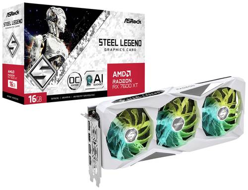 Image of ASRock Grafikkarte AMD Radeon RX 7600 XT Steel Legend OC 16GB GDDR6-RAM PCIe x16 HDMI®, DisplayPort