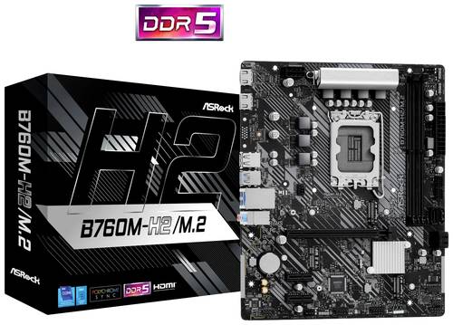 Image of ASRock B760M-H2/M.2 Mainboard Sockel (PC) Intel® 1700 Formfaktor (Details) Micro-ATX Mainboard-Chip