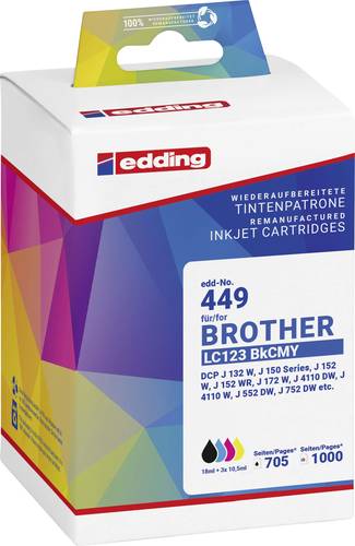 Image of Edding Druckerpatrone ersetzt Brother LC123 BKCMY Kompatibel Schwarz, Cyan, Magenta, Gelb EDD-449 18