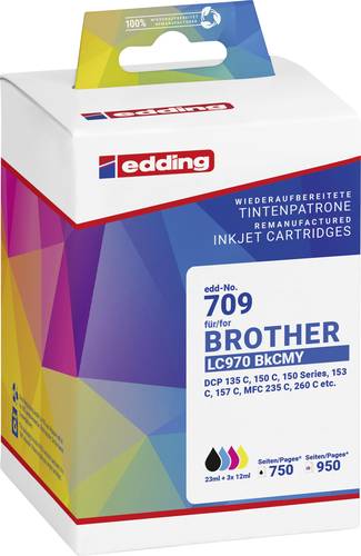 Image of Edding Druckerpatrone ersetzt Brother LC970BKCMY Kompatibel Schwarz, Cyan, Magenta, Gelb EDD-709 18-