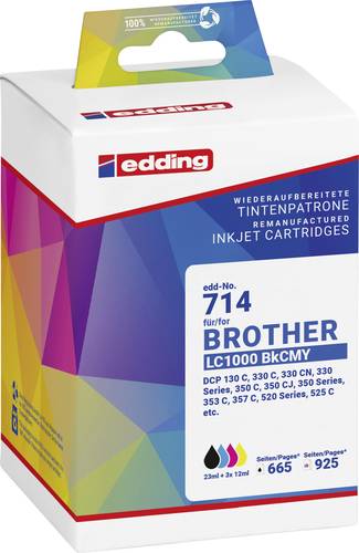 Image of Edding Druckerpatrone ersetzt Brother LC1000BKCMY Kompatibel Schwarz, Cyan, Magenta, Gelb EDD-714 18