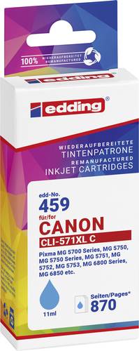 Image of Edding Druckerpatrone ersetzt Canon CLI-571XL Kompatibel Cyan EDD-459 18-459-01