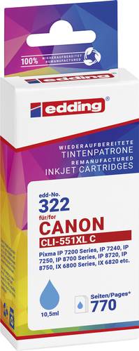 Image of Edding Druckerpatrone ersetzt Canon CLI-551XL Kompatibel Cyan EDD-322 18-322-01