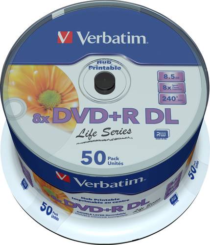 Image of 1x50 Verbatim DVD+R DL wide pr. 8x Speed, 8,5GB Life Series