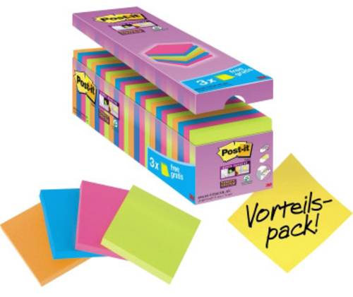 Image of 3M Post-it Super Sticky 76x76mm 24x 90 Sheets Assorted