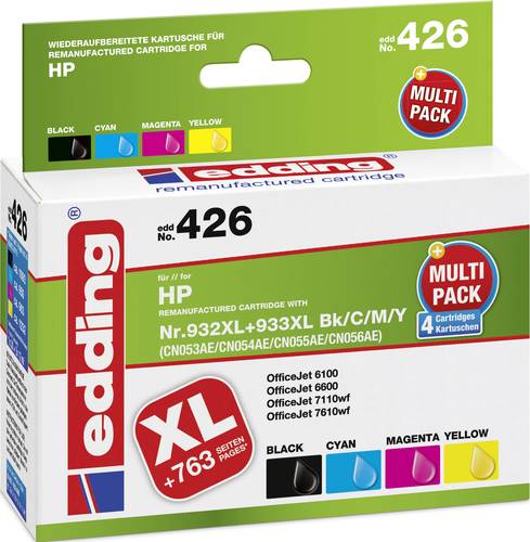 Image of Edding Druckerpatrone ersetzt HP 932XL, 933XL Kompatibel Kombi-Pack Schwarz, Cyan, Magenta, Gelb 18-