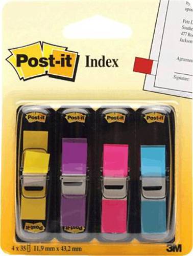 Image of 3M Post-it Index Mini Design Spender, 4 Farben a 35 Stück lemon, lila, pink, türkis (683-4AB)