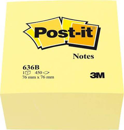 Image of Post-it Haftnotizwürfel 636B 76mm x 45mm Gelb 450 Blatt