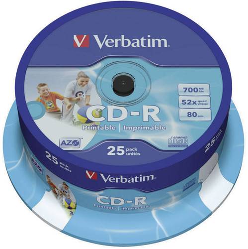 Image of VERBATIM 43439 - CD-R AZO, 700 MB, 52x, bedruckbar, 25er Pack Spindel