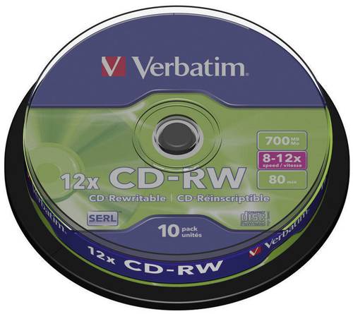 Image of 1x10 Verbatim CD-RW 80 / 700MB 10x Speed, Spindel