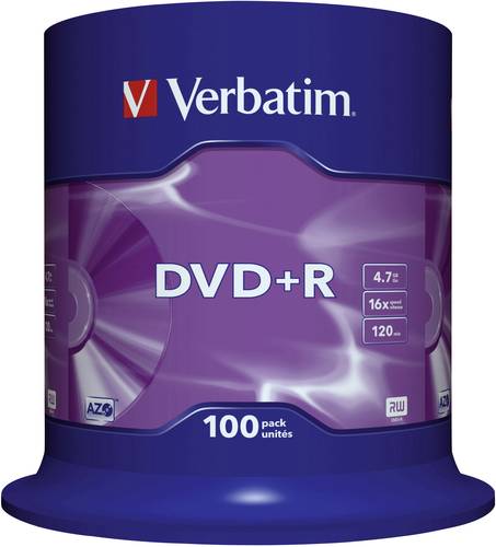 Image of 1x100 Verbatim DVD+R 4,7GB 16x Speed, matt silver