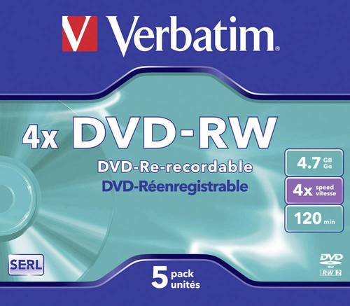 Image of 1x5 Verbatim DVD-RW 4,7GB 4x Speed, Jewel Case