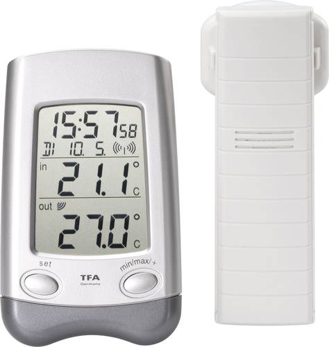 Image of TFA Dostmann Wave Funk-Thermometer Silber