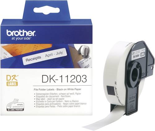 Image of Brother DK-11203 Etiketten Rolle 17 x 87mm Papier Weiß 300 St. Permanent haftend DK11203 Ordnerregi