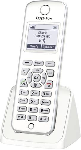 Image of AVM FRITZ!Fon M2 Schnurloses Telefon VoIP Babyphone, Freisprechen Beleuchtetes Display Weiß, Silber