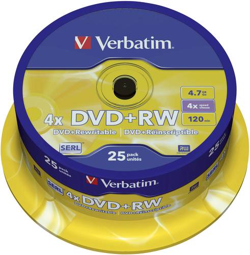 Image of VERBATIM 43489 - Verbatim DVD+RW 4,7GB, 25er-Spindel