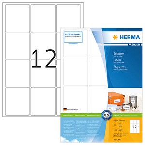 Image of 1.200 HERMA Etiketten 4266 weiß 63,5 x 72,0 mm