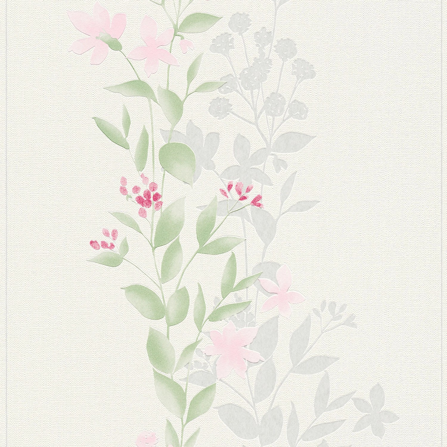 Image of Bricoflor Schwedische Landhaus Tapete Vliestapete in Weiß Grün mit Blumen in Pink Rosa Florale Wandtapete im Vintage Stil für Esszimmer und Wohnzimmer