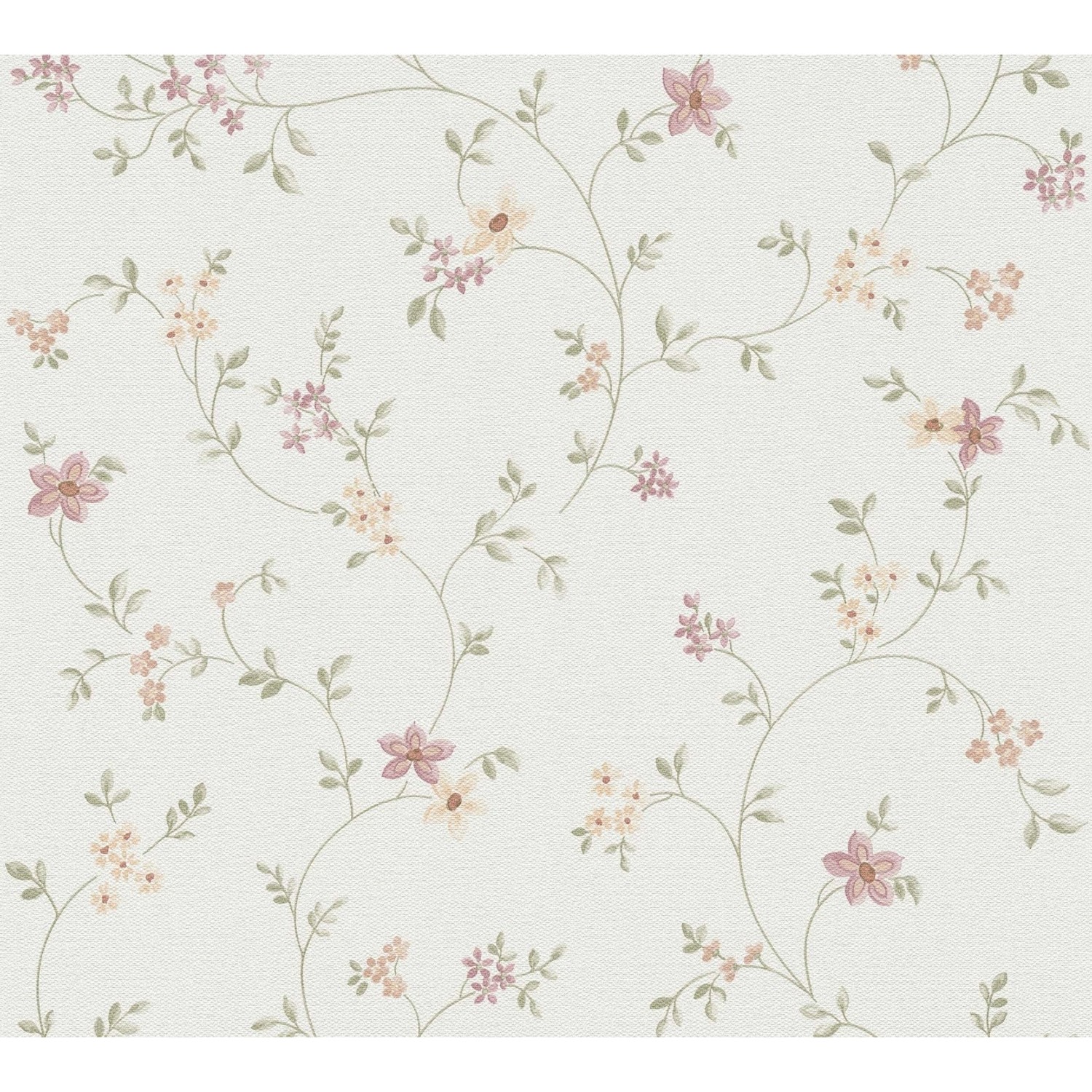 Image of Bricoflor Landhaus Tapete mit Blumen Weiß Rosa Grün Blümchentapete im Vintage Stil Vliestapete mit Blumen Muster Romantisch