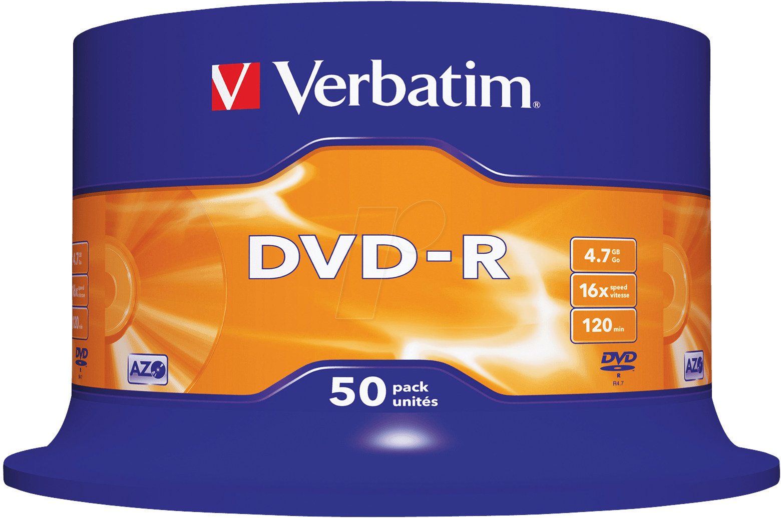 Image of 1x50 Verbatim DVD-R 4,7GB 16x Speed, matt silver