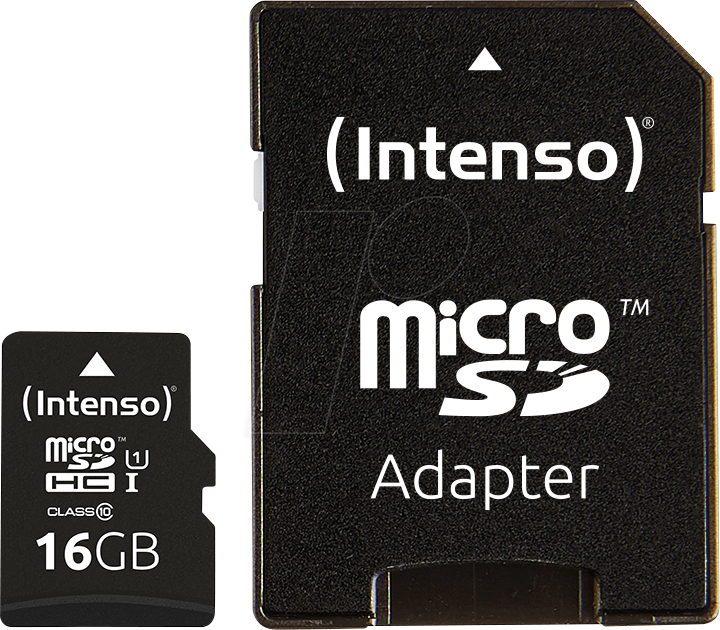 Image of INTENSO 3424470 - MicroSDHC-Speicherkarte 16GB, Intenso Class 10, UHS-1
