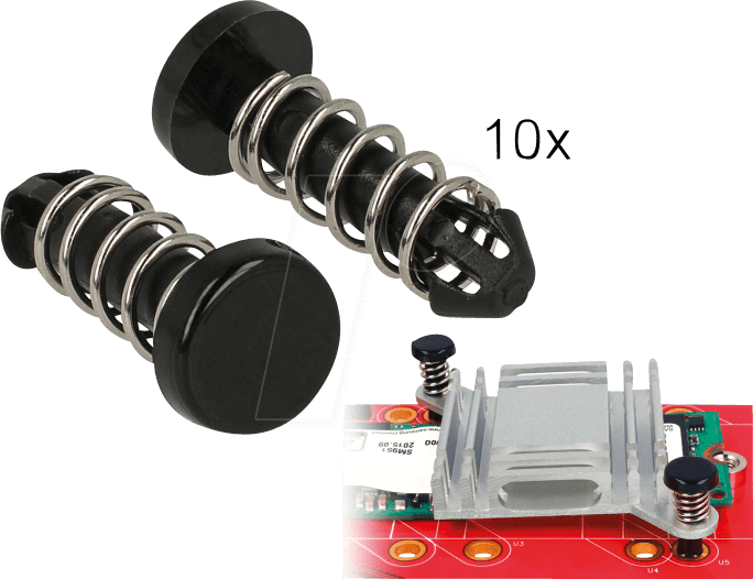 Image of DELOCK 18273 - Schnappnieten für Kühlkörper, 10 Stück, schwarz