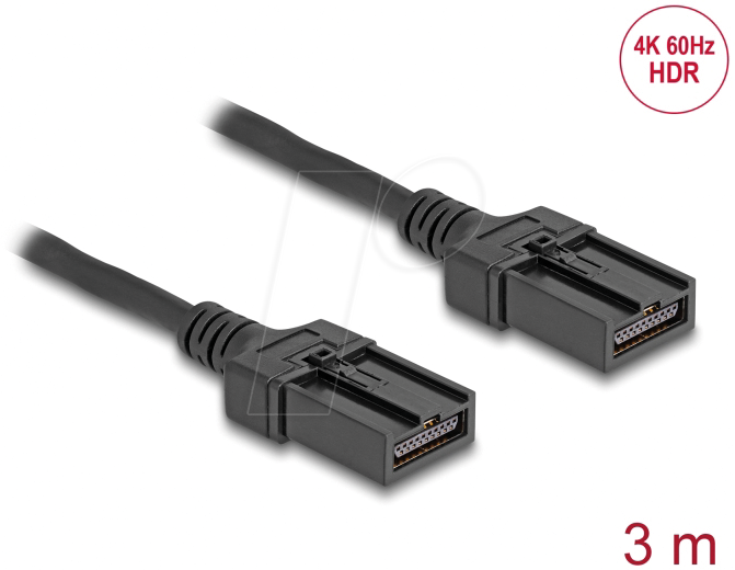 Image of DELOCK 87904 - HDMI Automotive Kabel, HDMI-E Stecker > Stecker, 3 m, 4K 60 Hz