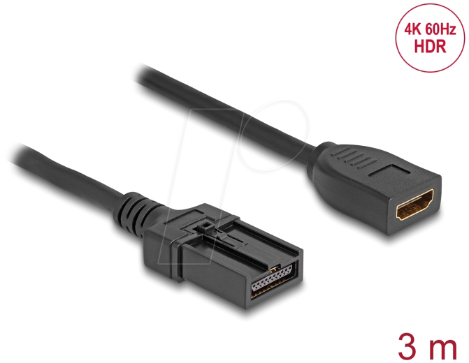 Image of DELOCK 87905 - HDMI Automotive Kabel, HDMI-A Buchse > HDMI-E Stecker, 3 m, 4K 6