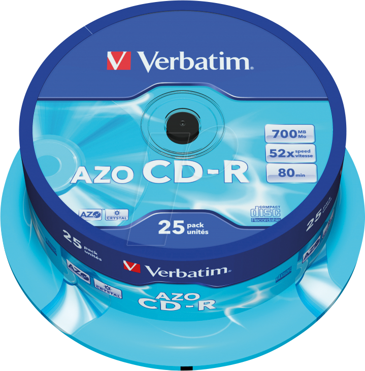 Image of 1x25 Verbatim Data Life Plus CD-R 80, 52x Speed, Spindel