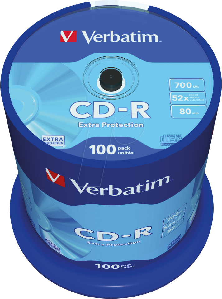 Image of 1x100 Verbatim Data Life CD-R 80 700MB, 52x Speed, Spindel