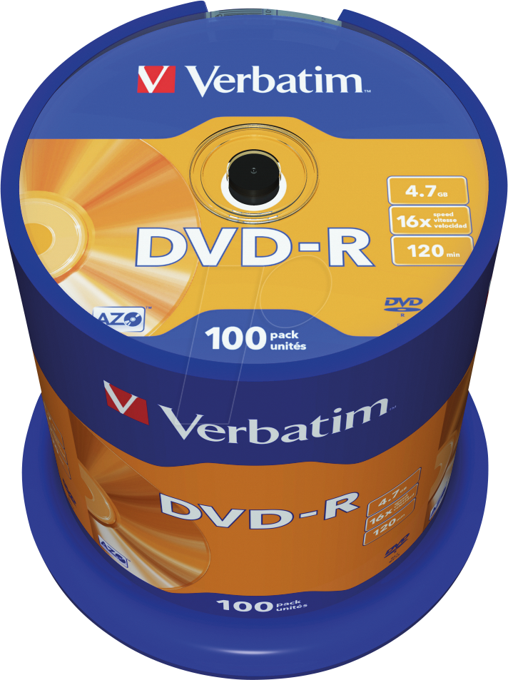 Image of VERBATIM 43549 - Verbatim DVD-R 4,7GB, matt, 100er Pack Spindel