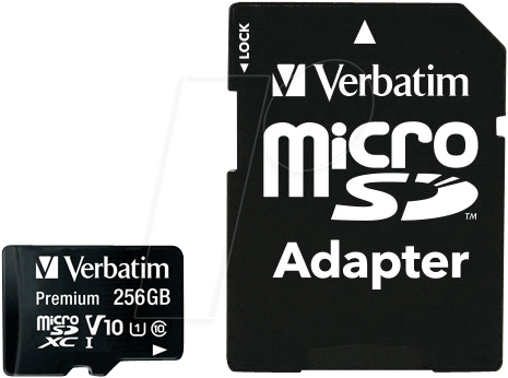 Image of 256 GB microSDXC Speicherkarte mit SD Karten-Adapter, Class10